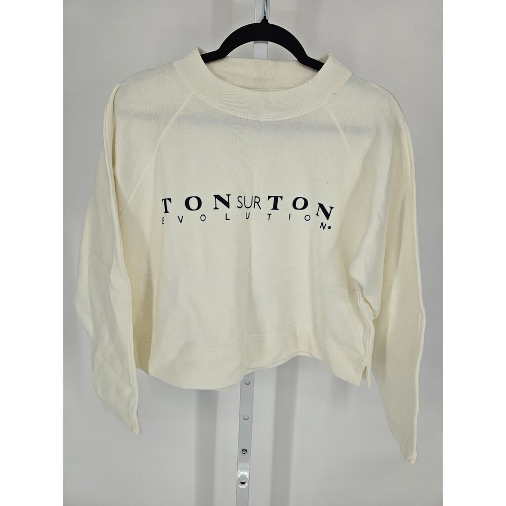 Ton Sur Ton Evolution Womens Sz M Cropped Sweatshirt Beige Cream Long Sleeve